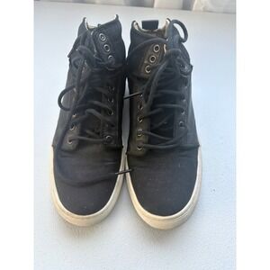 Vans Alomar High Top Sneakers Mens 9 Black Leather Canvas Fish Skeleton Lining